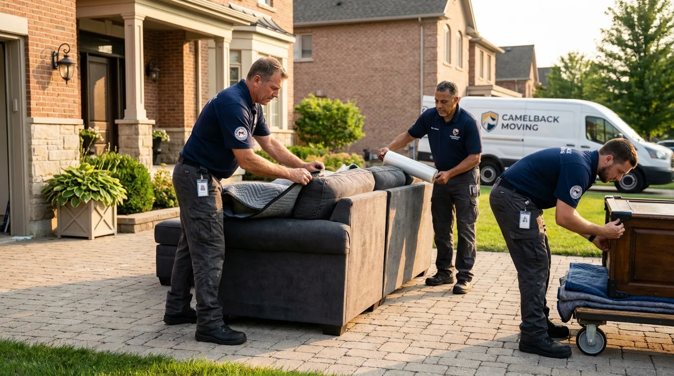 Large estate moving crew wrapping furniture in Gail, TX